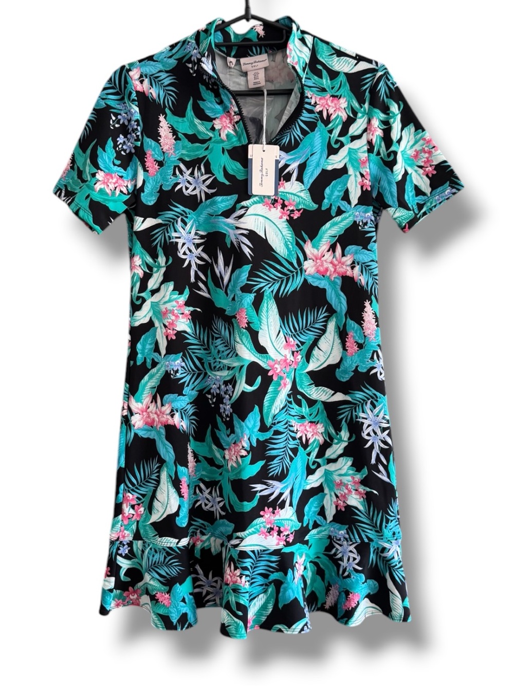 Tommy Bahama Tropical Floral Short Sleeve Golf Dress with Bike Shorts
